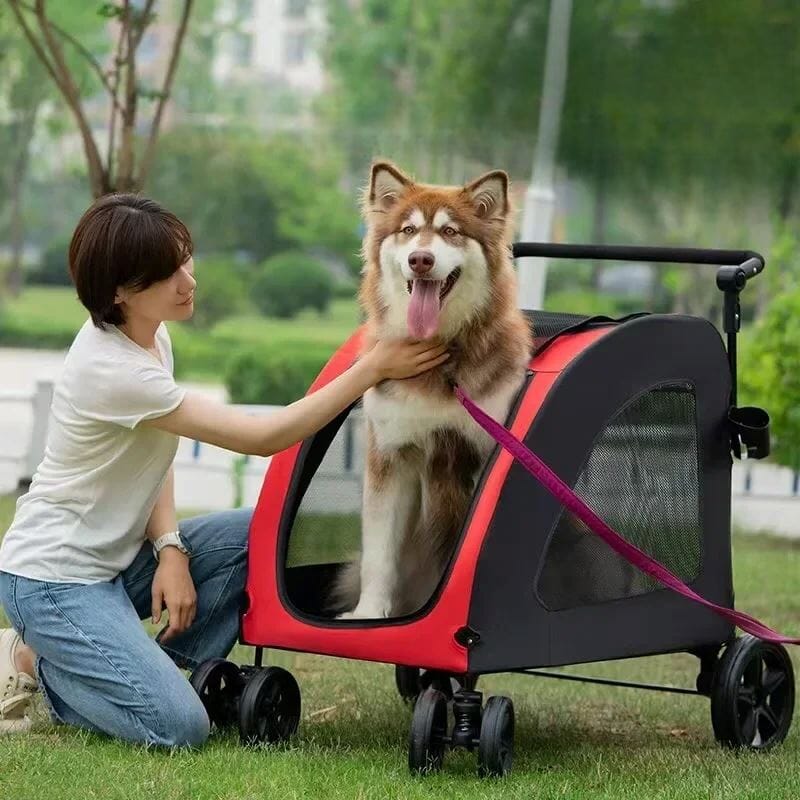 Poussette Pliable en Maille Respirante pour Animaux de Compagnie Grand Espace Chien et Chat