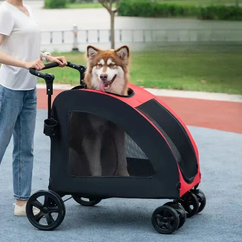 Poussette Pliable en Maille Respirante pour Animaux de Compagnie Grand Espace Chien