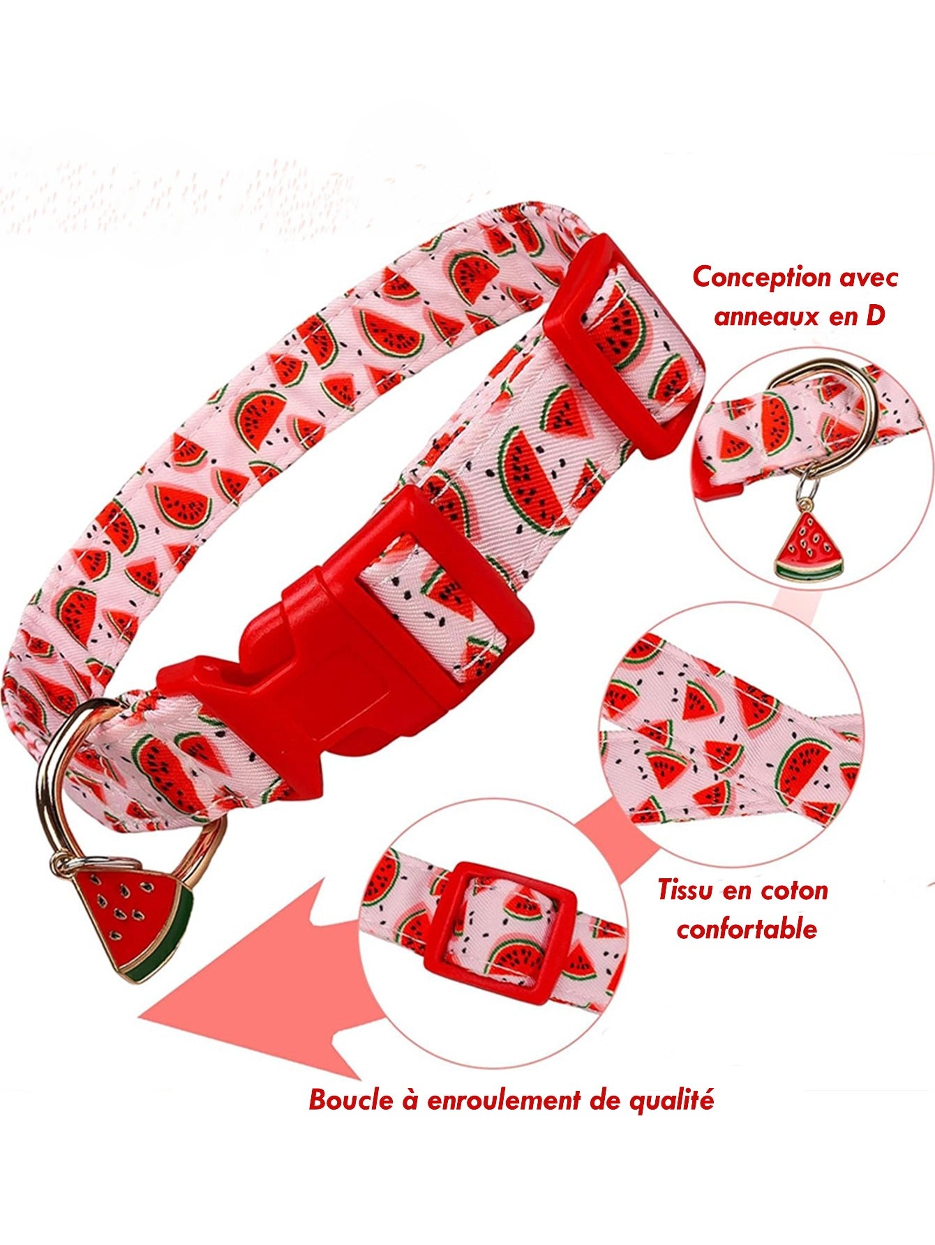 Collier de Chien à Motif de Fruits avec Pendentif™ - Rose