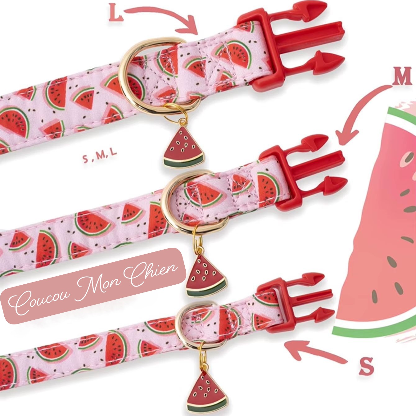 Collier de Chien à Motif de Fruits avec Pendentif™ - Rose