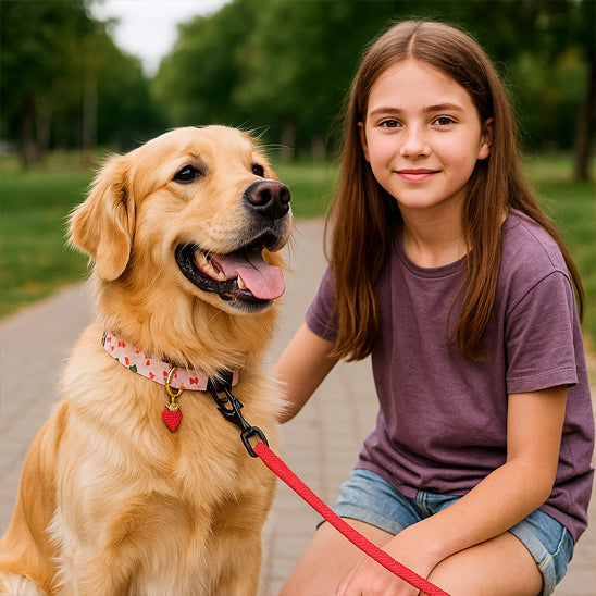 Collier de Chien à Motif de Fruits avec Pendentif™ - Rose
