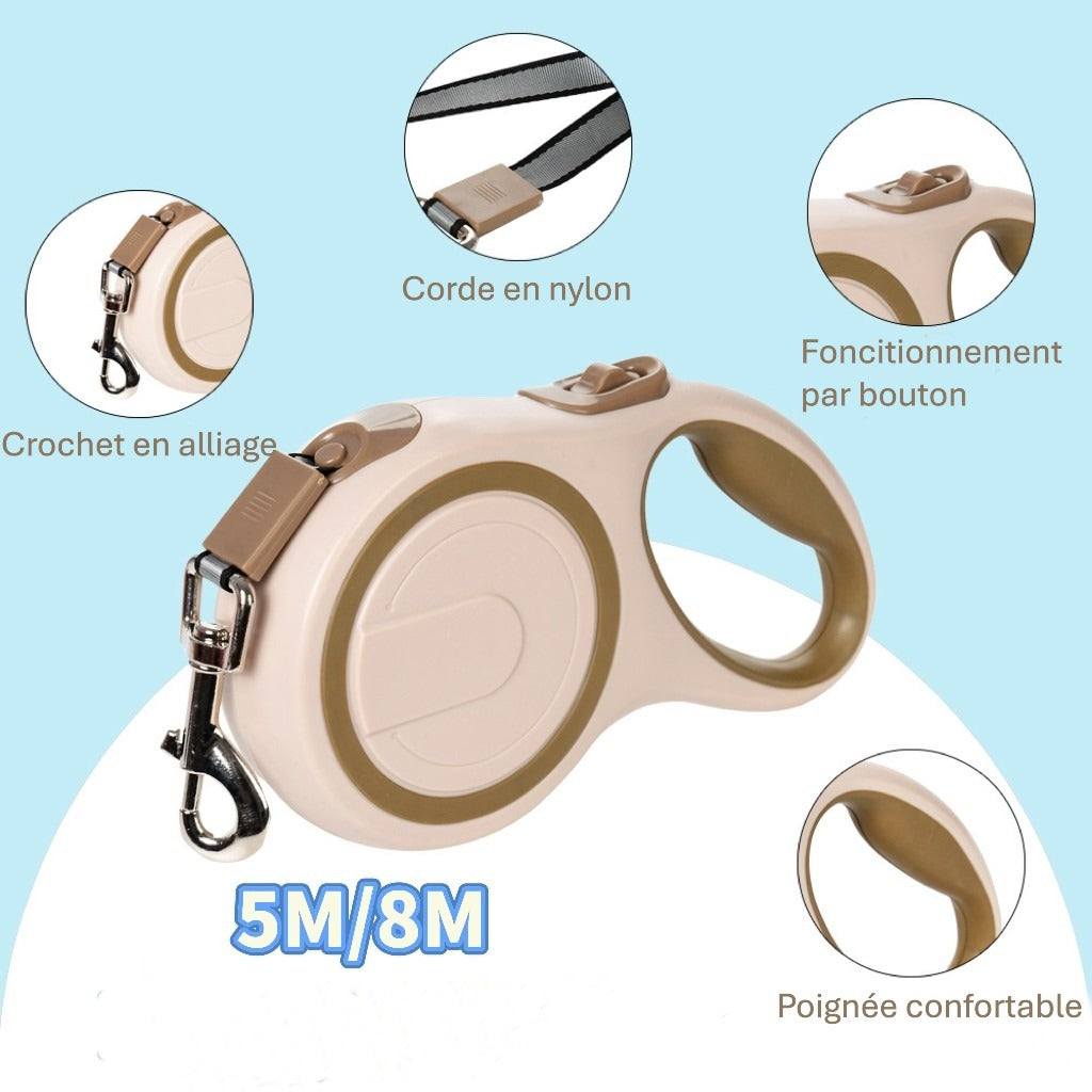 laisse rétractable pour chien en nylon