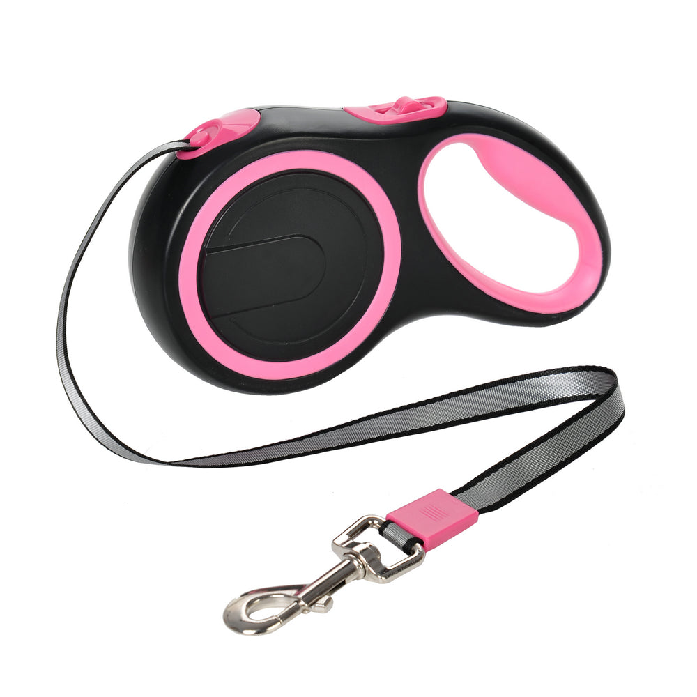 laisse rose pour chien rétractable