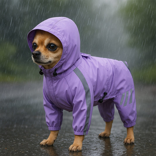 Manteau de Pluie à Capuche Imperméable pour Chien - Violet