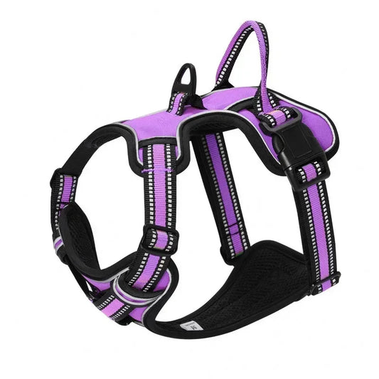 Harnais Réglable pour Chien - Violet | Réfléchissant, Respirant et Sans Traction™