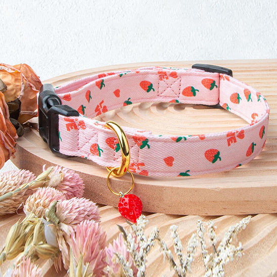 Collier de Chien à Motif de Fruits avec Pendentif™ - Rose