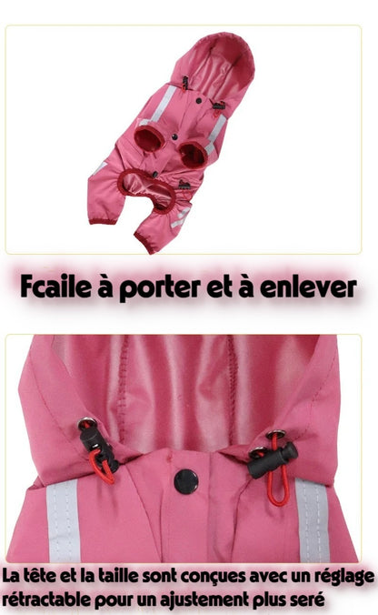 Manteau de Pluie à Capuche Imperméable pour Chien - Rose