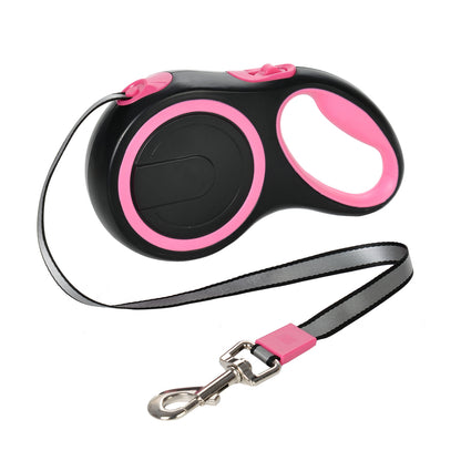 laisse rose pour chien rétractable