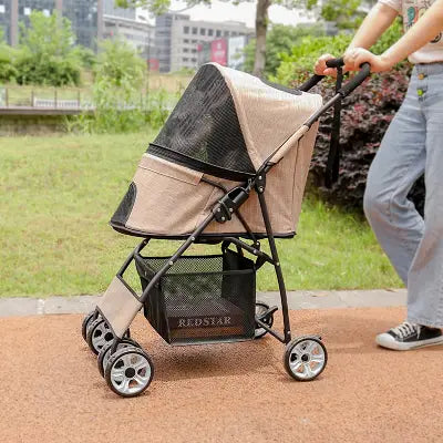promener chien dans poussette pliable